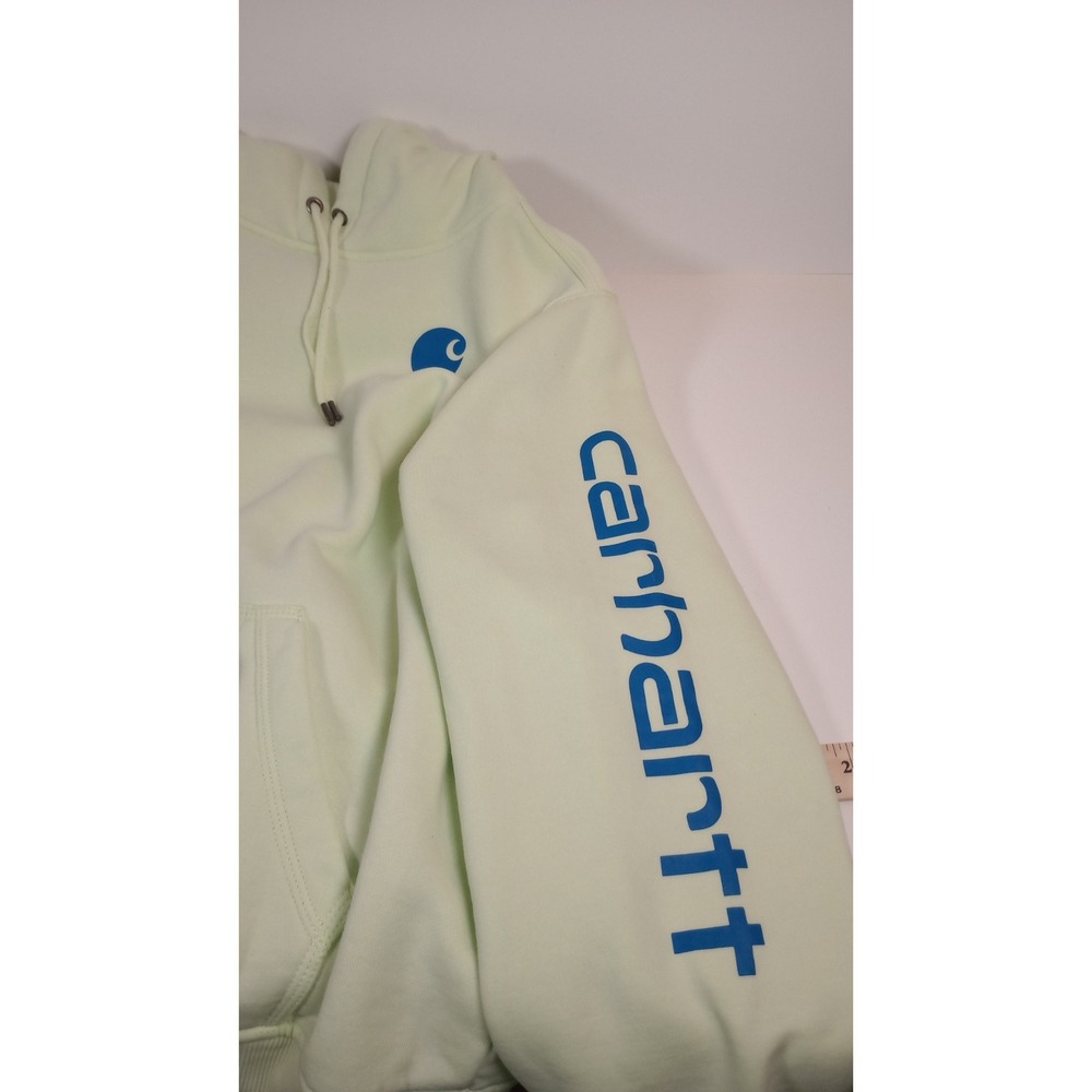 Carhartt Women Relaxed Fit Midweight Logo Sleeve Graphic Sweatshirt Sz L Green - Picture 5 of 9